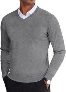 Suéter de punto ligero con cuello en V para hombre